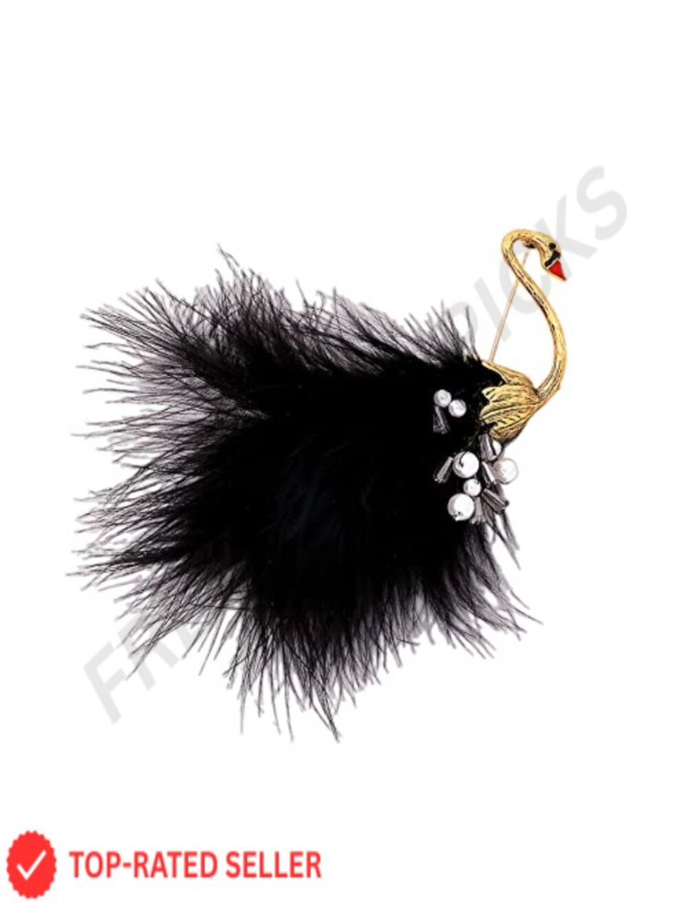 Vintage Feather Swan Brooch Pin Hypoallergenic Shell Pearl Animal Bird Lapel Pin